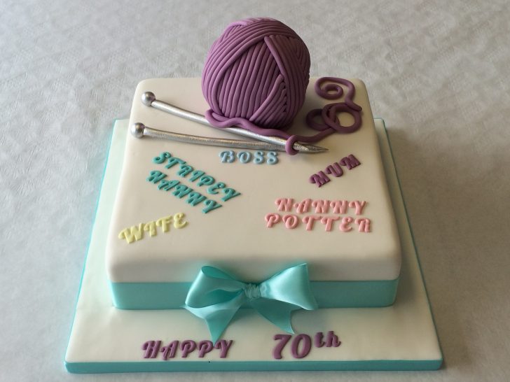 70Th Birthday Cake 70th Birthday Ball Of Wool And Knitting Needles Cake Adult 70Th Birthday Cake 70th Birthday Ball Of Wool And Knitting Needles Cake Adult