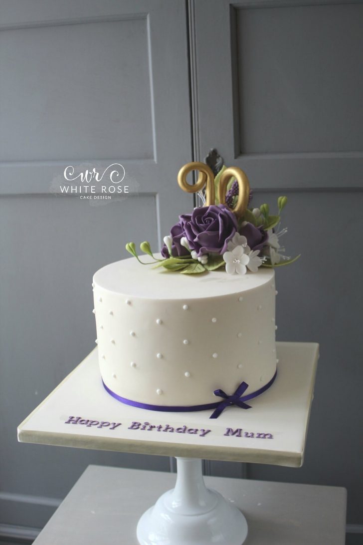 90Th Birthday Cake Ideas 90th Birthday Cake With Purple Flowers White Rose Cake Design 90Th Birthday Cake Ideas 90th Birthday Cake With Purple Flowers White Rose Cake Design