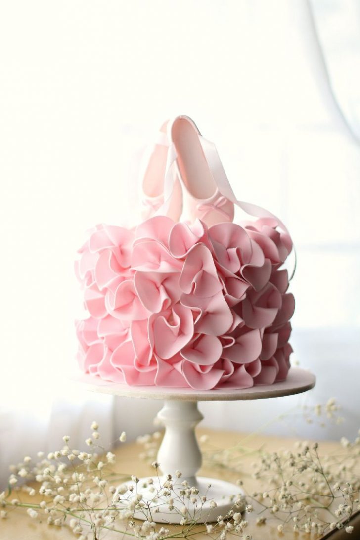 Ballerina Birthday Cake Super Pretty Ballet Birthday Cake With Pink Ruffles And Ballet Shoe Ballerina Birthday Cake Super Pretty Ballet Birthday Cake With Pink Ruffles And Ballet Shoe