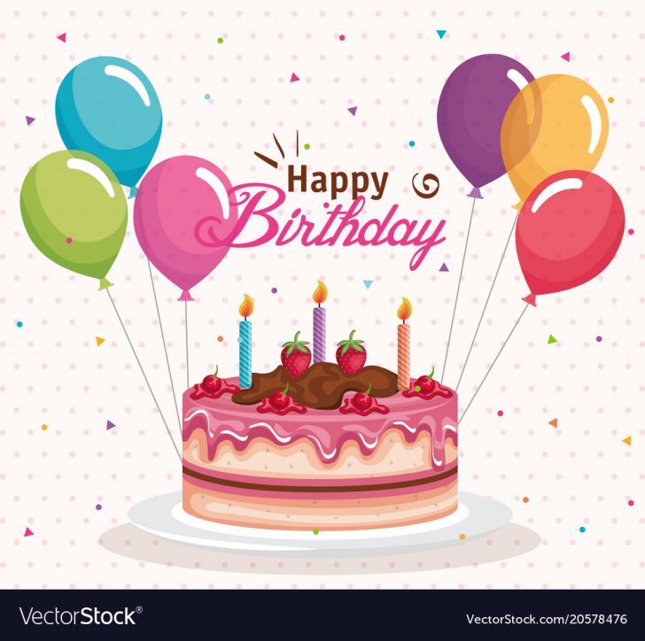 Balloon Birthday Cake Happy Birthday Cake With Balloons Air Celebration Vector Image Balloon Birthday Cake Happy Birthday Cake With Balloons Air Celebration Vector Image