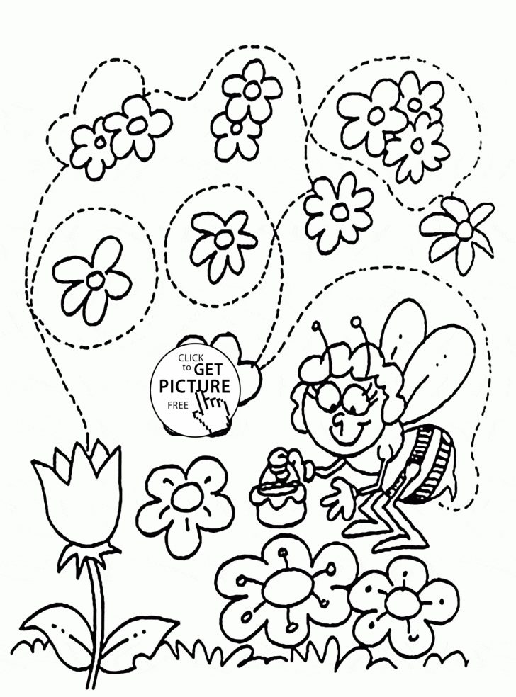Coloring Pages Spring Funny Bee And Flowers Spring Coloring Page For Kids Seasons Coloring Pages Spring Funny Bee And Flowers Spring Coloring Page For Kids Seasons