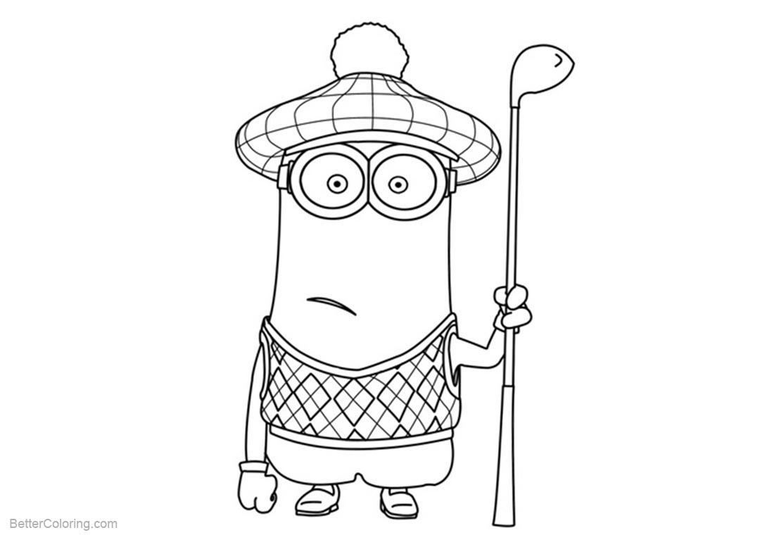 Golf Coloring Pages Minion Coloring Pages With A Golf Club