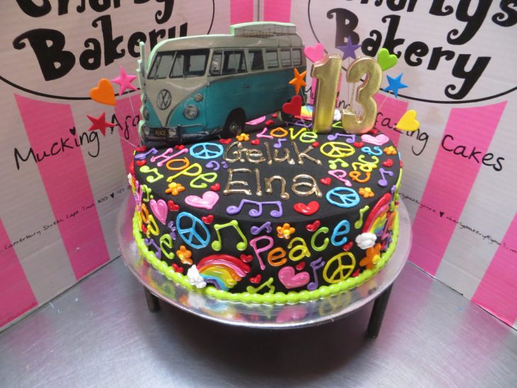 Hippie Birthday Cake Single Tier Hippie Themed 13th Birthday Cake Iced In Back Flickr Hippie Birthday Cake Single Tier Hippie Themed 13th Birthday Cake Iced In Back Flickr