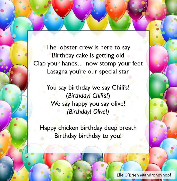 Olive Garden Birthday Cake Wrote A Birthday Song Using Botnik Voicebox Mixing The Songs From Olive Garden Birthday Cake Wrote A Birthday Song Using Botnik Voicebox Mixing The Songs From