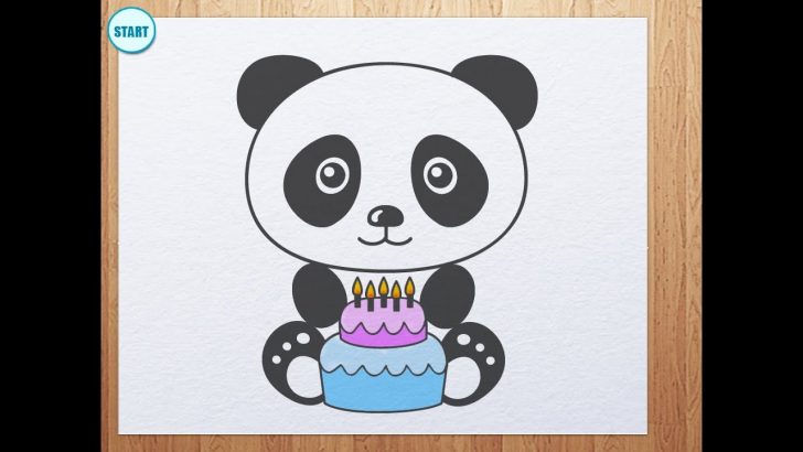 Panda Birthday Cake How To Draw Panda With Birthday Cake Youtube Panda Birthday Cake How To Draw Panda With Birthday Cake Youtube