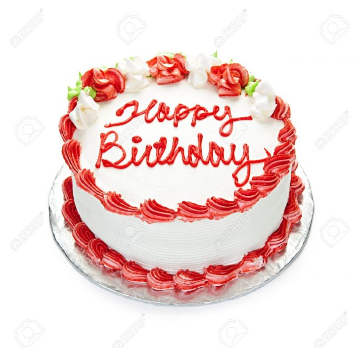 Red Birthday Cake Birthday Cake With White And Red Icing Isolated On White Stock Photo Red Birthday Cake Birthday Cake With White And Red Icing Isolated On White Stock Photo