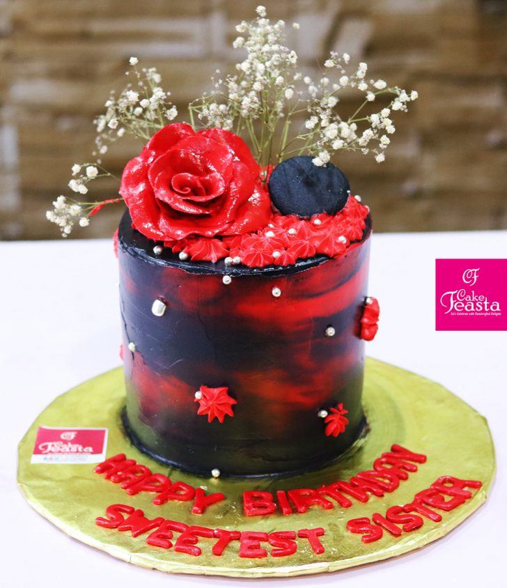 Red Birthday Cake Red Black Flower Birthday Cake Customized Cakes In Lahore Red Birthday Cake Red Black Flower Birthday Cake Customized Cakes In Lahore