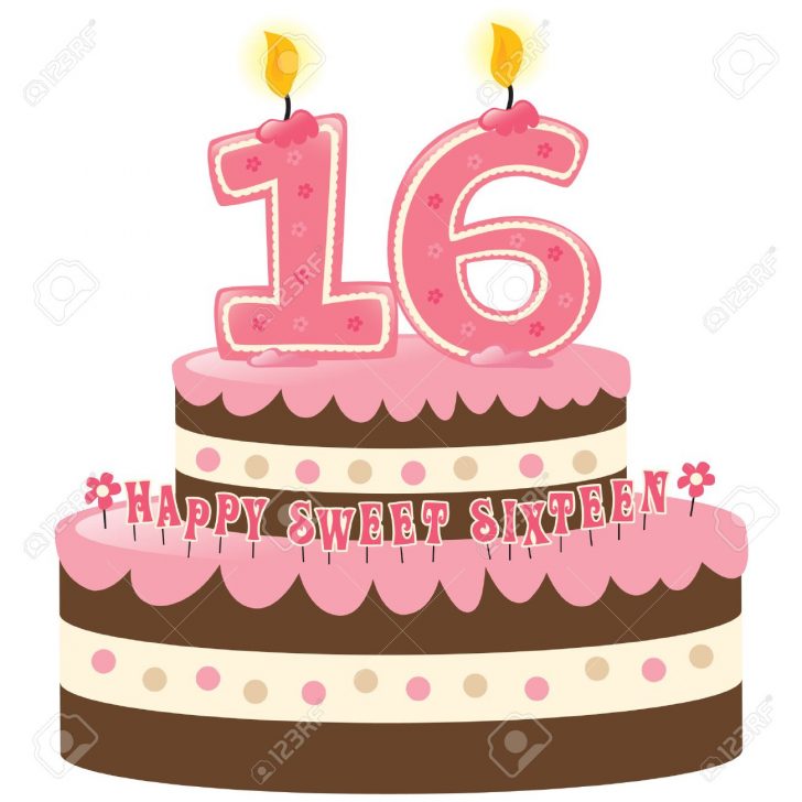 Sweet 16 Birthday Cake Sweet Sixteen Birthday Cake With Numeral Candles Royalty Free Sweet 16 Birthday Cake Sweet Sixteen Birthday Cake With Numeral Candles Royalty Free