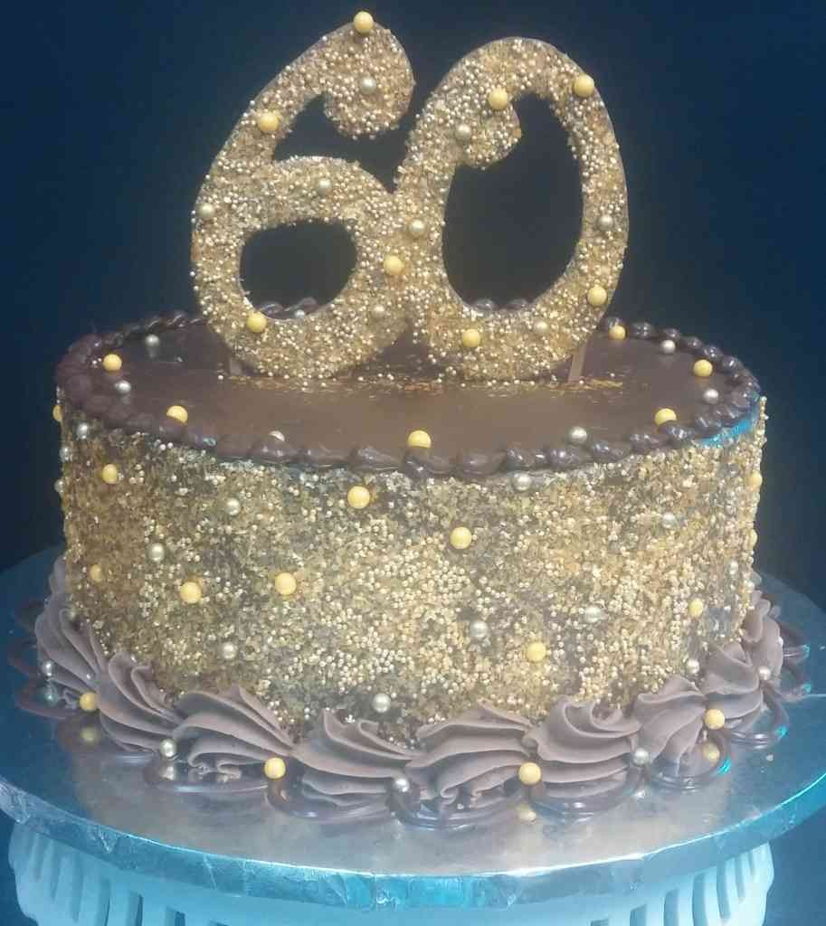 Gold Birthday Cake Gold 60th Birthday Cake Le Bakery ...